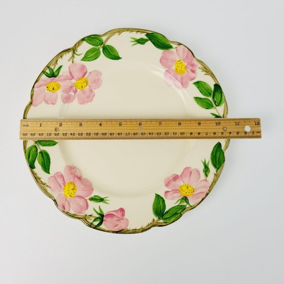 Franciscan Desert Rose DINNER Plate c.1949-53 Pink Floral Hand Painted Embossed - Picture 7 of 8